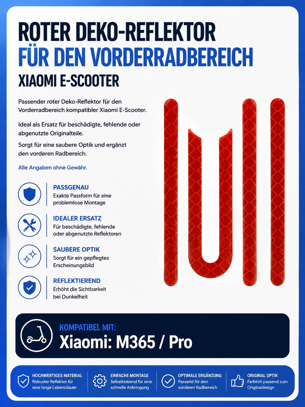 Roter Deko-Reflektor für Vorderrad für Xiaomi M365 / M365 Pro
