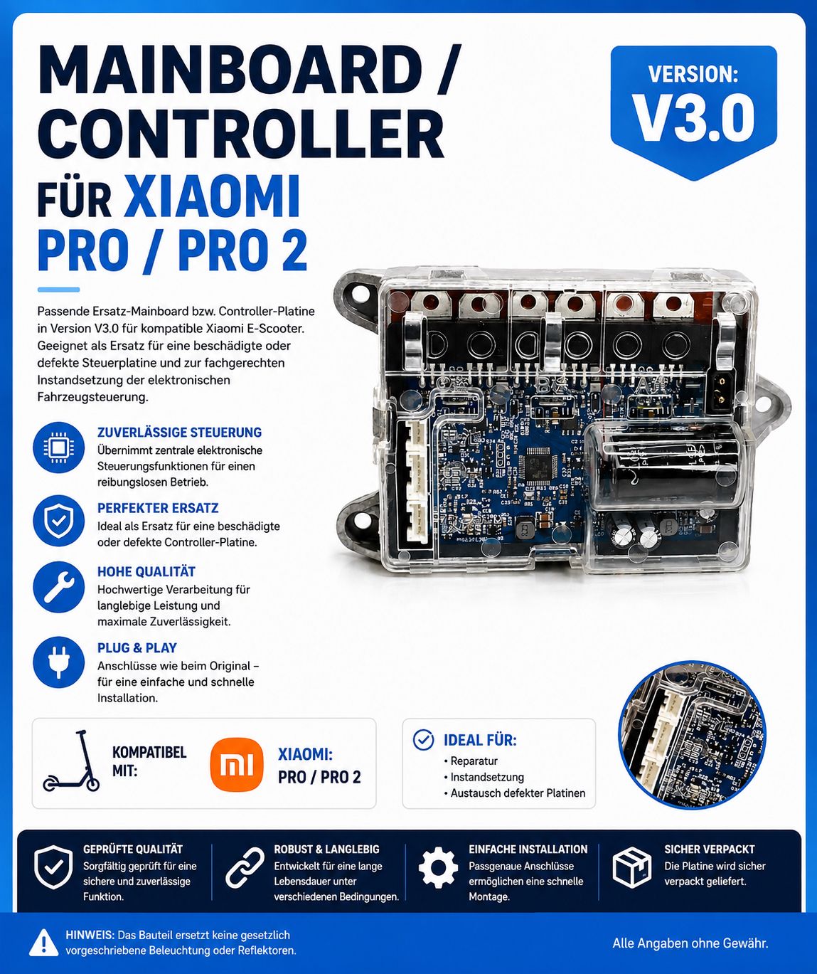 Ersatz-Mainboard / Controller-Platine V3.0 für Xiaomi M365 Pro / Pro 2