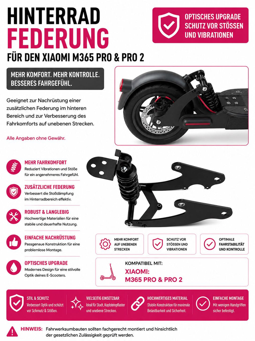Hinterradfederung für Xiaomi M365 Pro / Pro 2