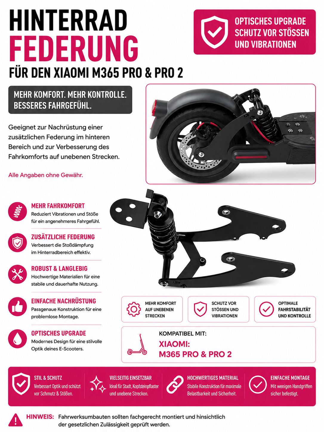 Hinterradfederung für Xiaomi M365 Pro / Pro 2