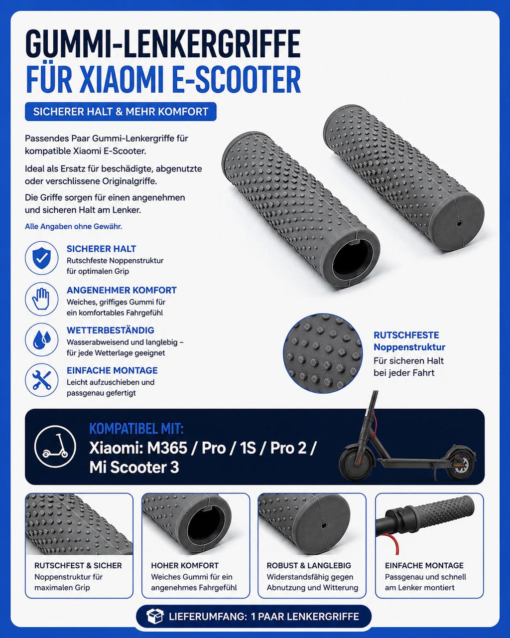 Gummi-Lenkergriffe für Xiaomi M365 / M365 Pro / 1S / Pro 2 / Mi 3