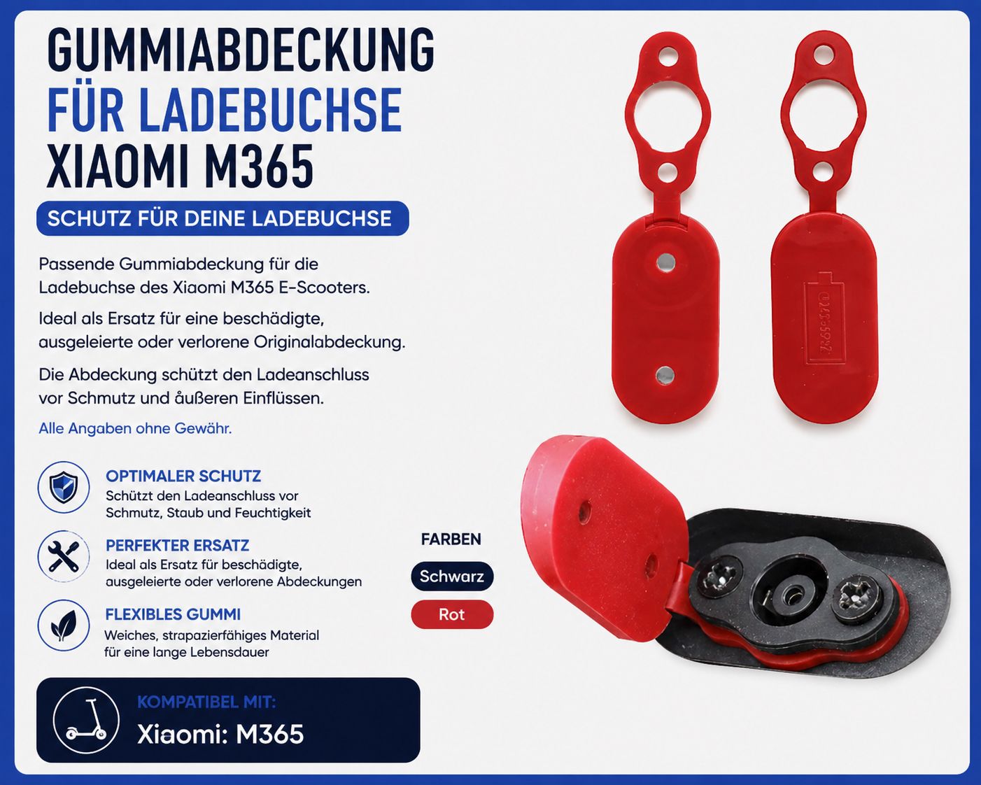 Gummiabdeckung für Ladebuchse für Xiaomi 1S / M365 Pro / Pro 2 / Mi 3
