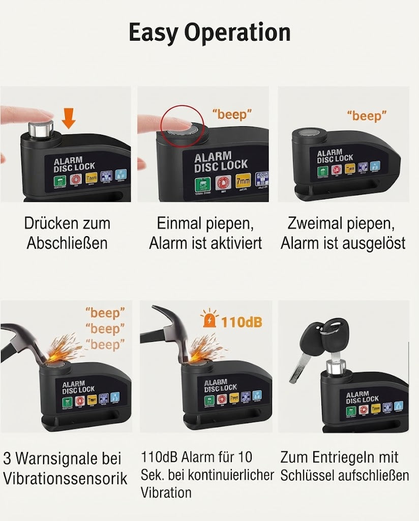 Alarm-Bremsscheibenschloss – für E-Scooter