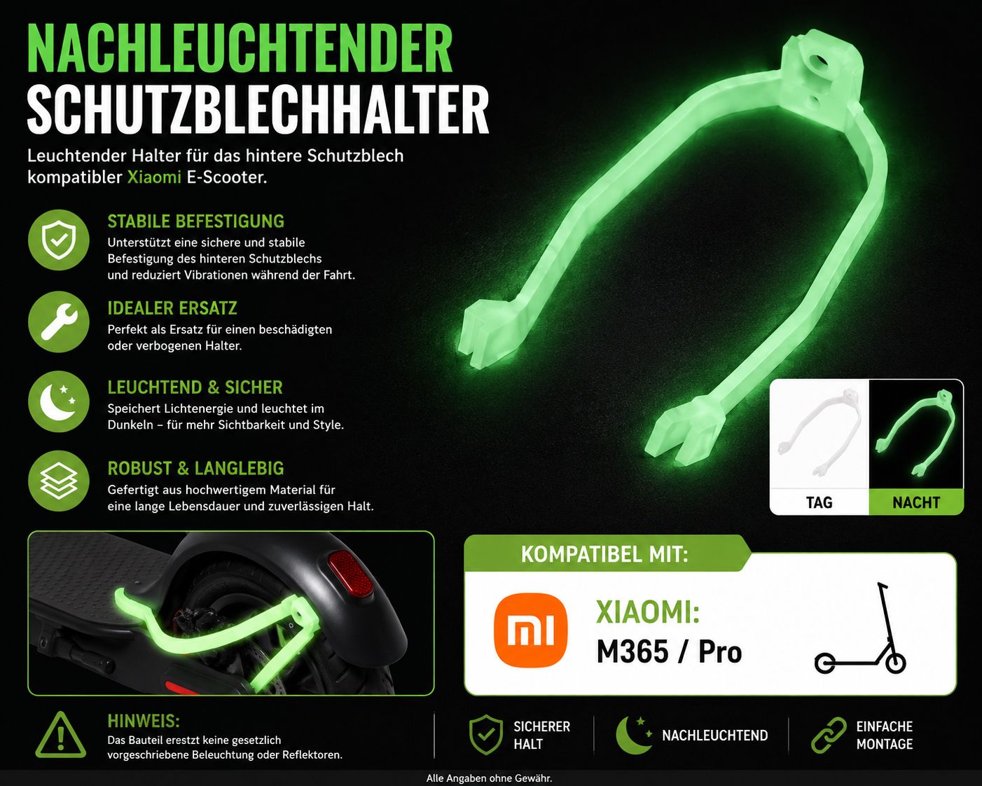Leuchtender Schutzblechhalter für Xiaomi M365 / Pro