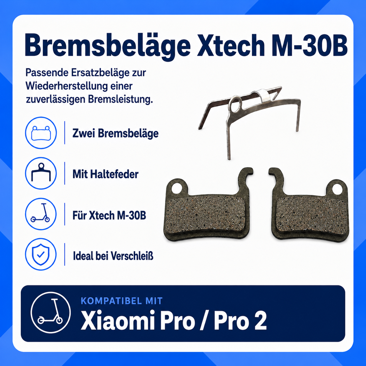 Bremsbeläge für Xtech Bremssattel M-30B für Xiaomi M365 Pro / Pro 2