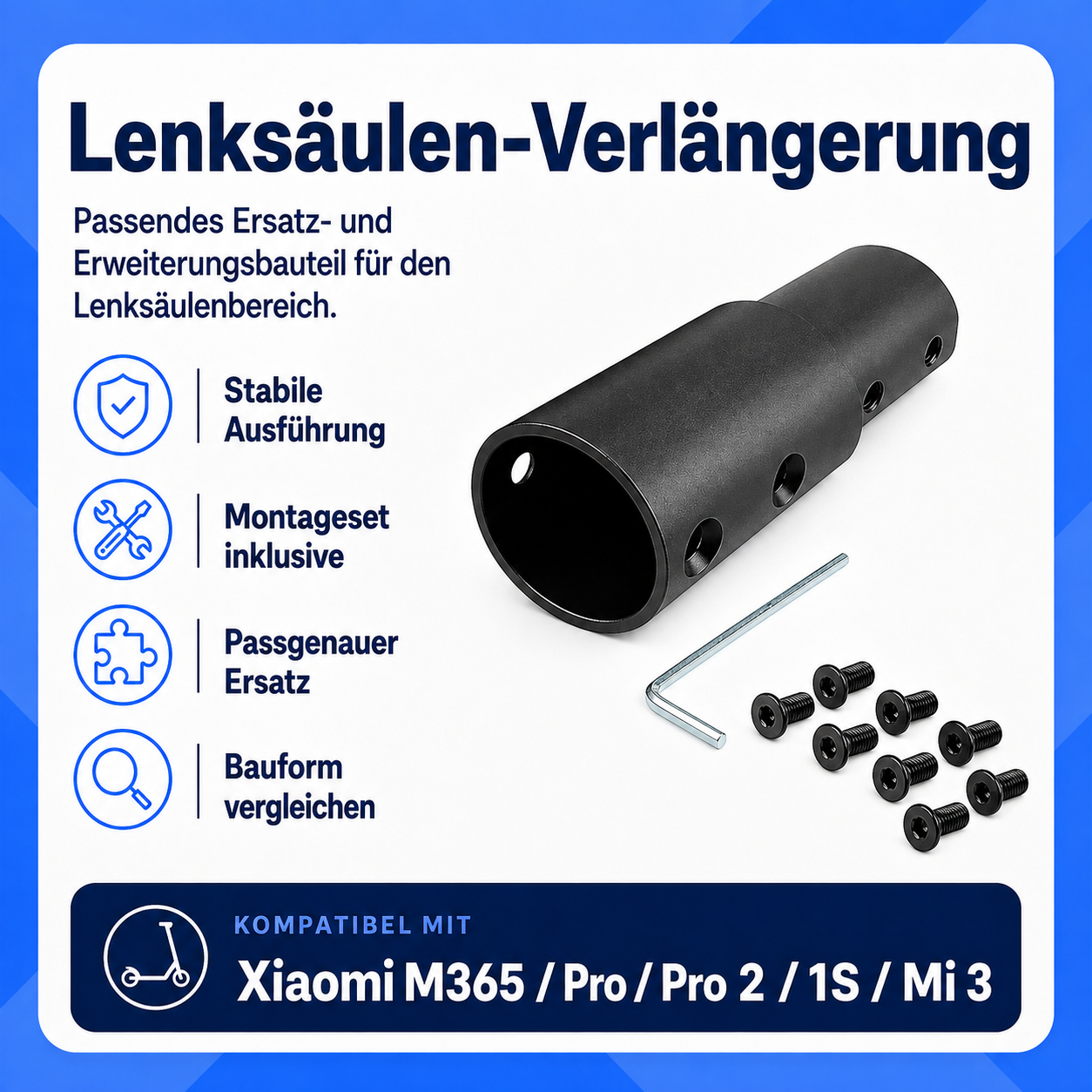 Verlängerungsstück für Lenksäule Xiaomi M365 / M365 Pro / Pro 2 / 1S / Mi 3