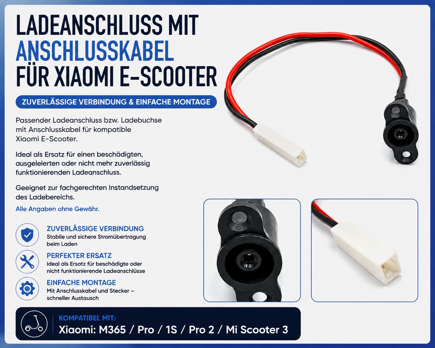 Ladeanschluss / Ladebuchse  Xiaomi M365 / M365 Pro / 1S / Pro 2 / Mi 3