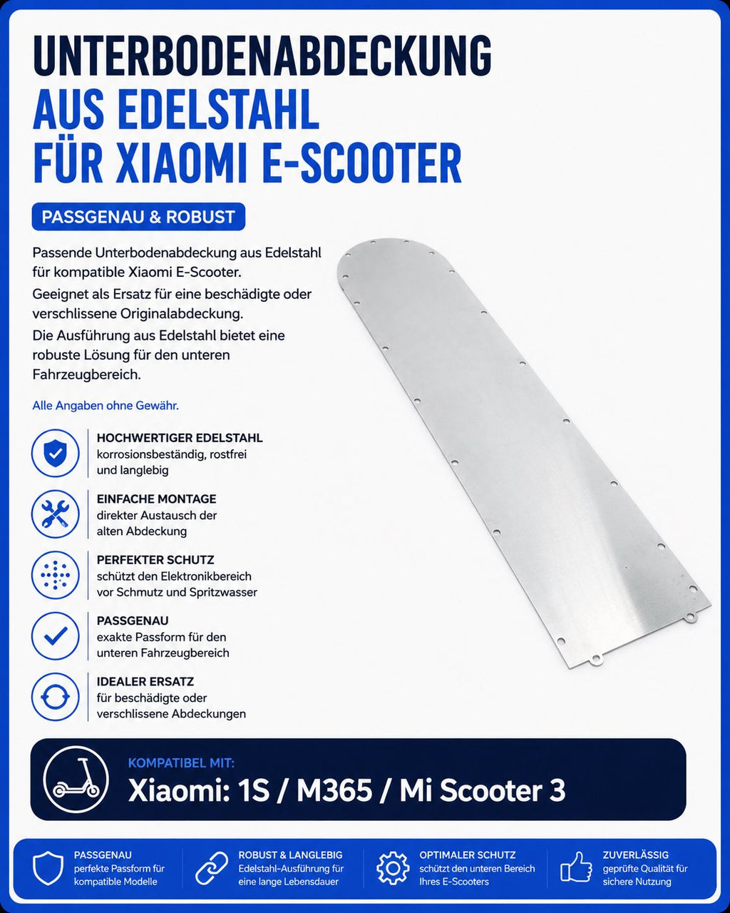 Unterbodenabdeckung aus Edelstahl für Xiaomi 1S / M365 / Mi 3