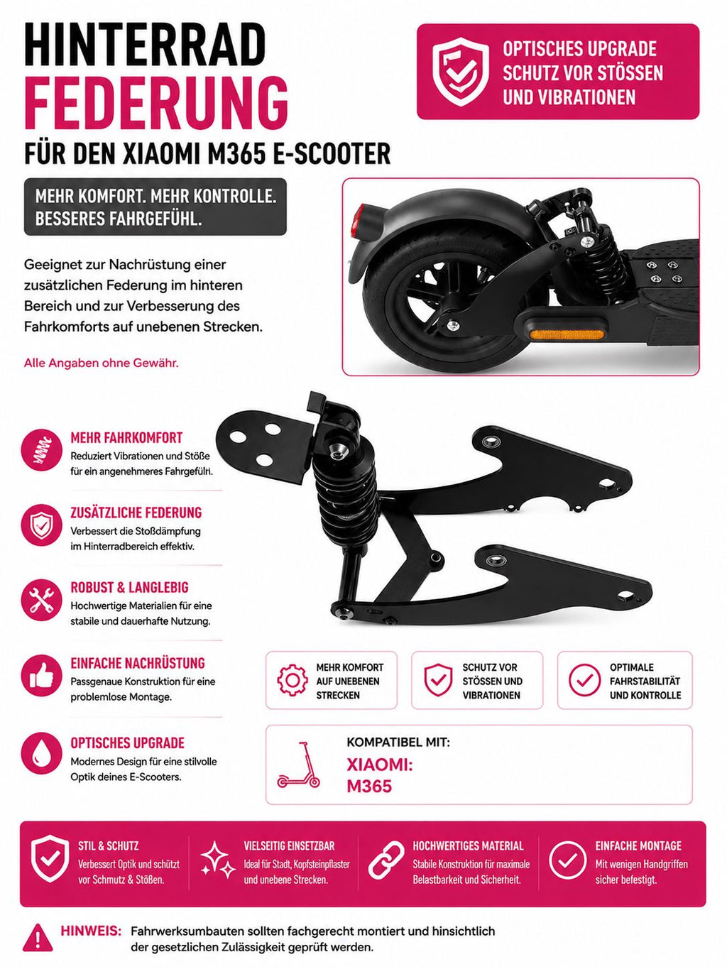 Hinterradfederung für Xiaomi M365