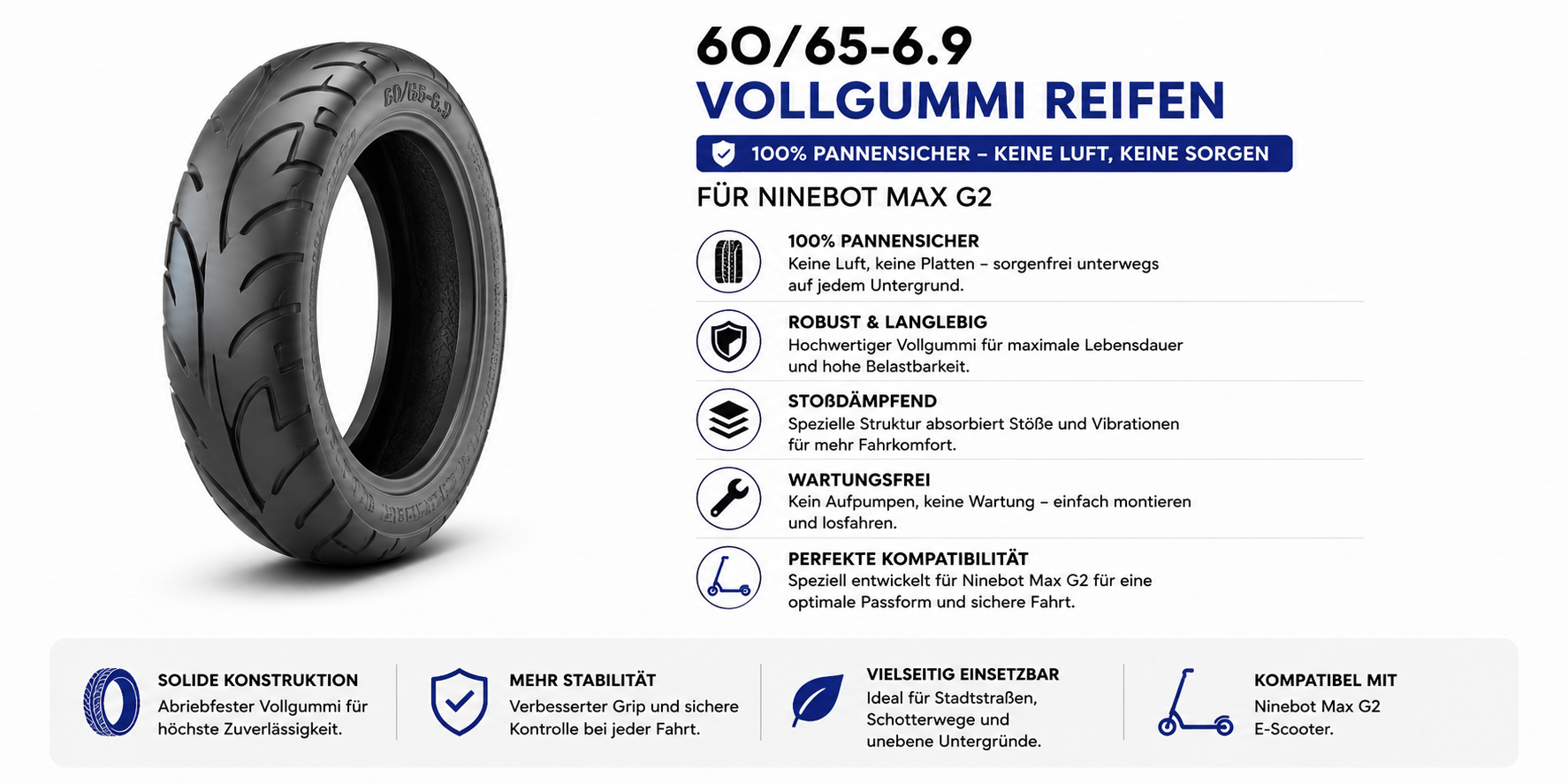 70/60-7.5 Tubeless Reifen / Vakuumreifen für E-Scooter