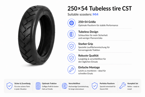 250x54 Tubeless E-Scooter Reifen CST – passend für Xiaomi Mi4