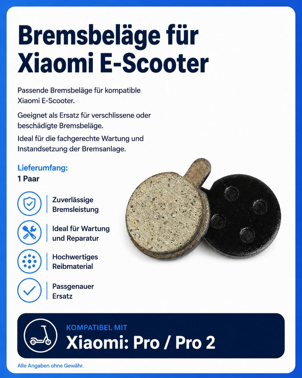 Bremsbeläge für Xiaomi M365 Pro / Pro 2