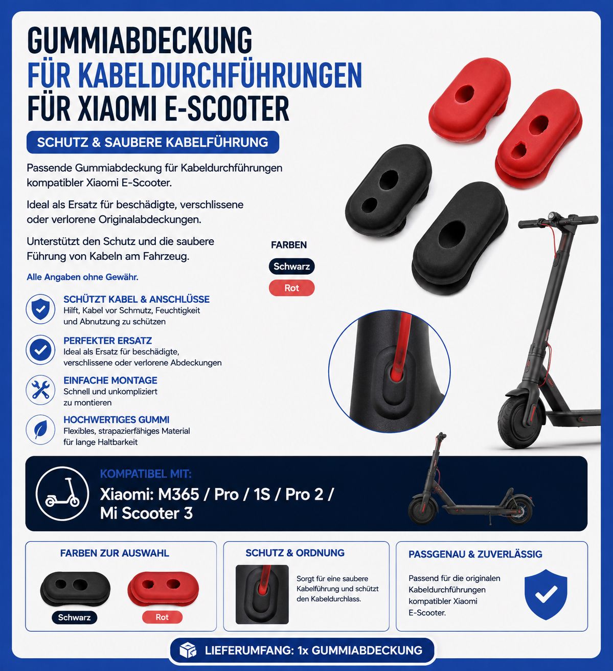 Kabel-Gummiabdeckung  Xiaomi M365 / M365 Pro / 1S / Pro 2 / Mi 3