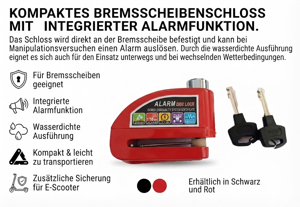 Alarm-Bremsscheibenschloss – für E-Scooter