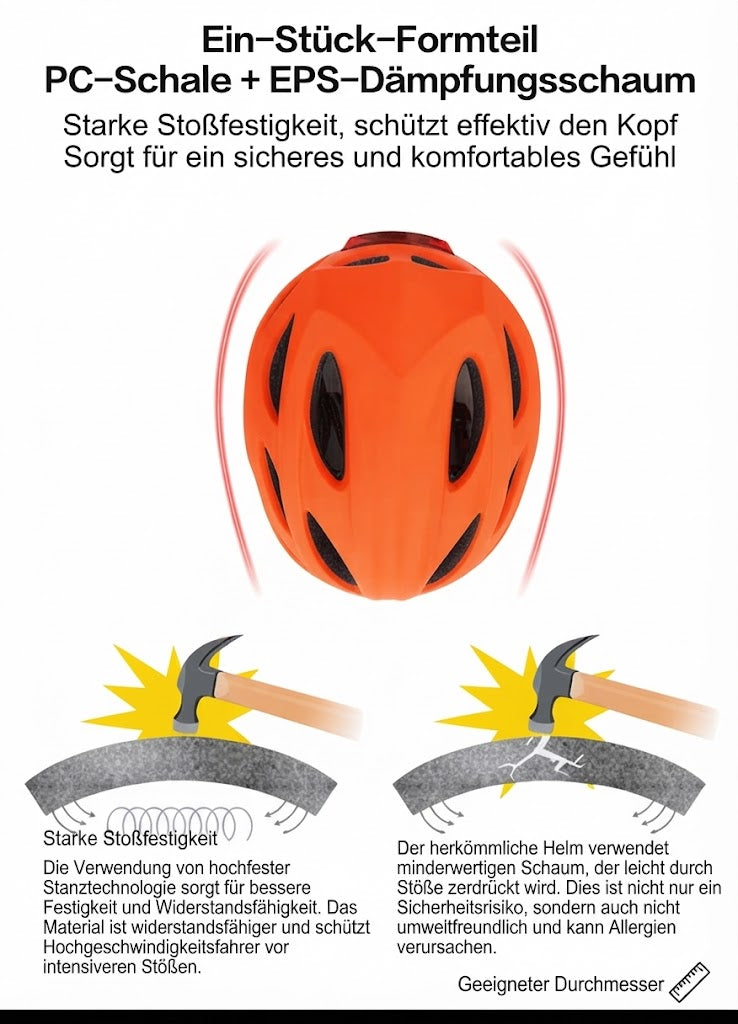 Fahrradhelm mit integrierter LED-Beleuchtung & Rücklicht – Sicherheit für City, E-Scooter & Bike