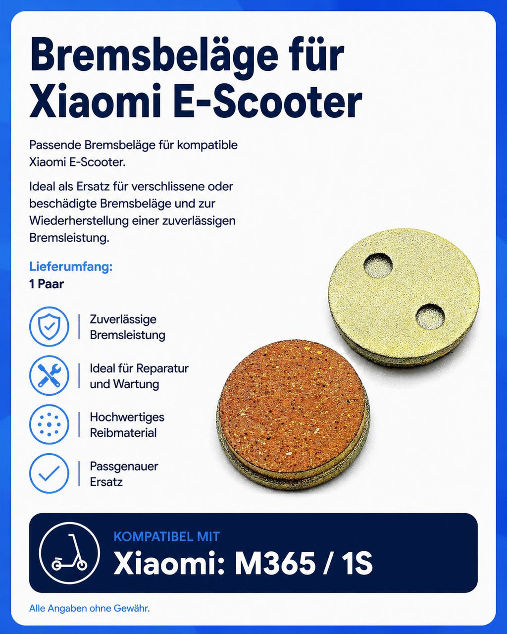 Bremsbeläge für Xiaomi M365 / 1S