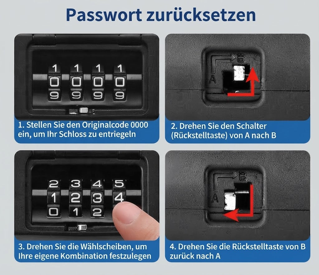 Massives 4-stelliges U-Bügelschloss – Kompakter Schutz für E-Scooter & Fahrräder